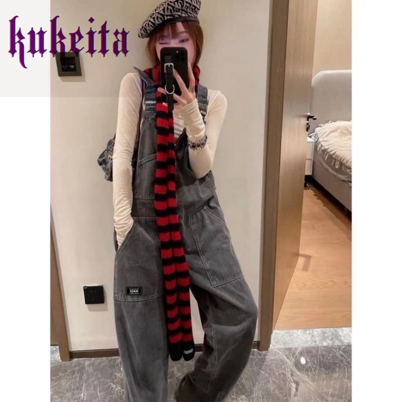 Harajuku Y2k sciarpe lunghe a righe gotiche sciarpa giapponese Punk moda donna autunno inverno Streetwear sciarpa lavorata a maglia calda