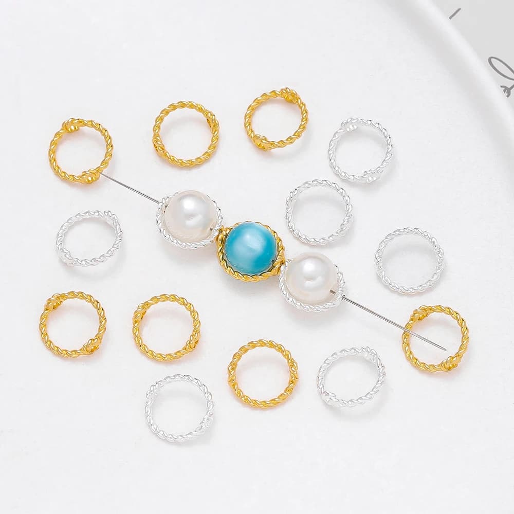 50 pcs/Lot Lace Connect Beads Ring Frame FAI beads Handmade Hollow Beads String Branelli Trained Spacer For Jewelry Accessories