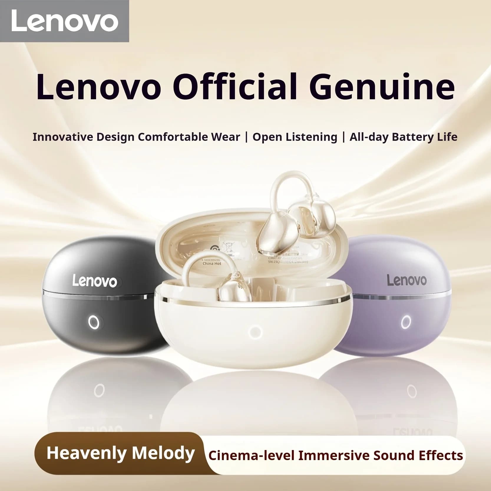 Original Lenovo XA390 True Wireless Earbuds Ear-clip Design Hook Earphone Open Audio TWS Sport Headset HD Call With Mic