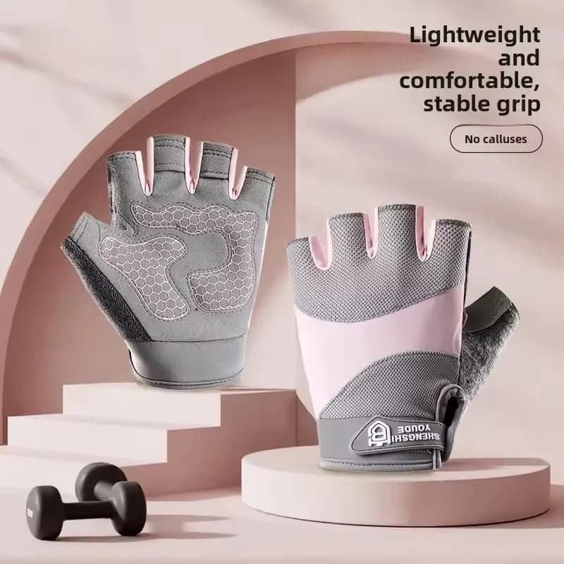 Outdoor Cycling Breathable Half Finger Gloves Gym Exercise Weightlifting Anti Slip Gloves Cycling Shock-absorbing Gloves Unisex