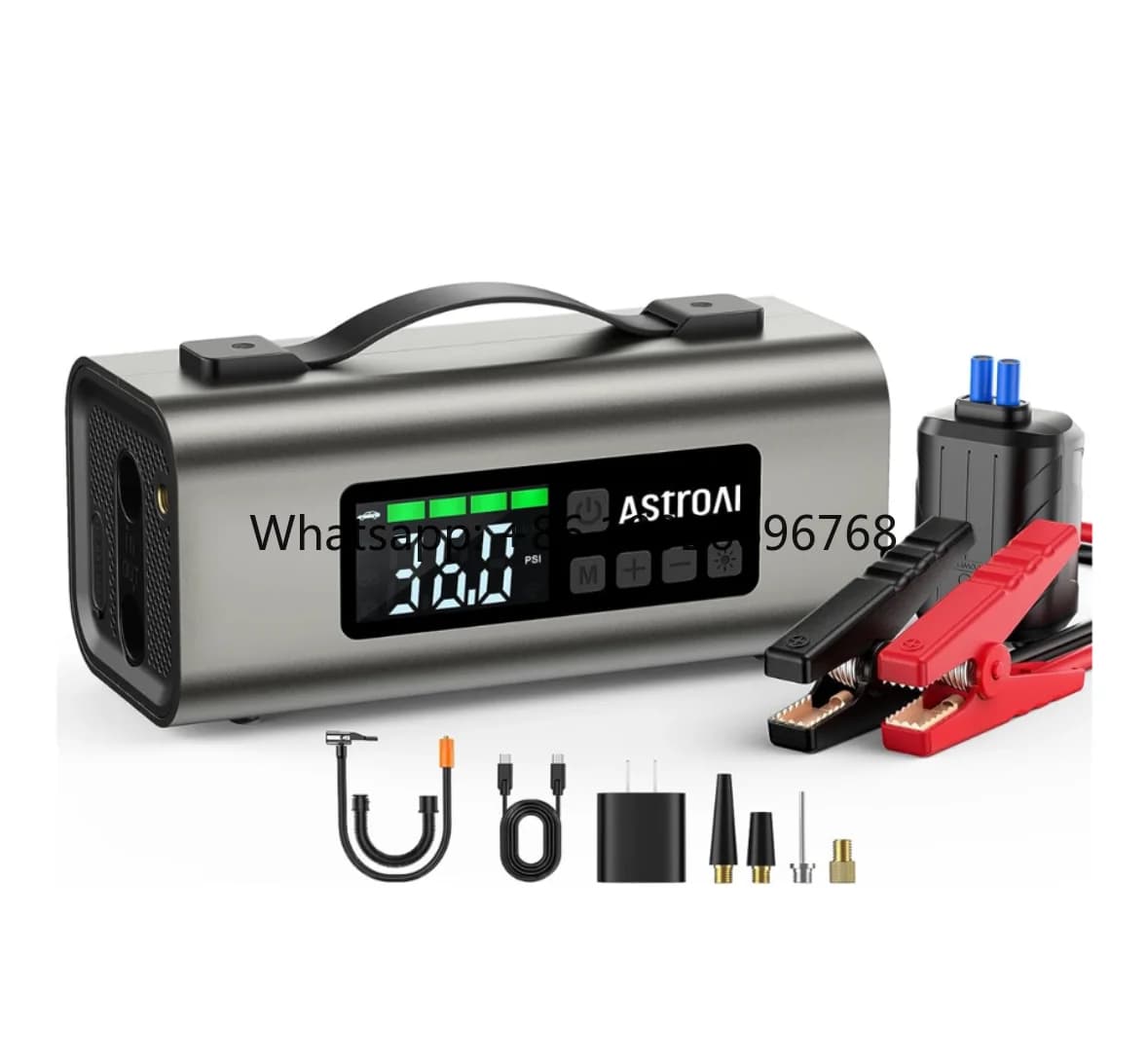 Avviatore di Emergenza per Auto con Batteria da 1500A di Picco per Motori a Benzina 7.0L e Diesel 5.5L 12V con Luce LED/USB 12V