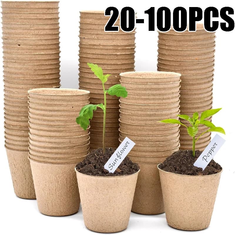 Biodegradable Vases for Semina, Pots in Torba Powder for Flowers and Plants, Ecological Trays for Vivary, Organic Cultivation Kit