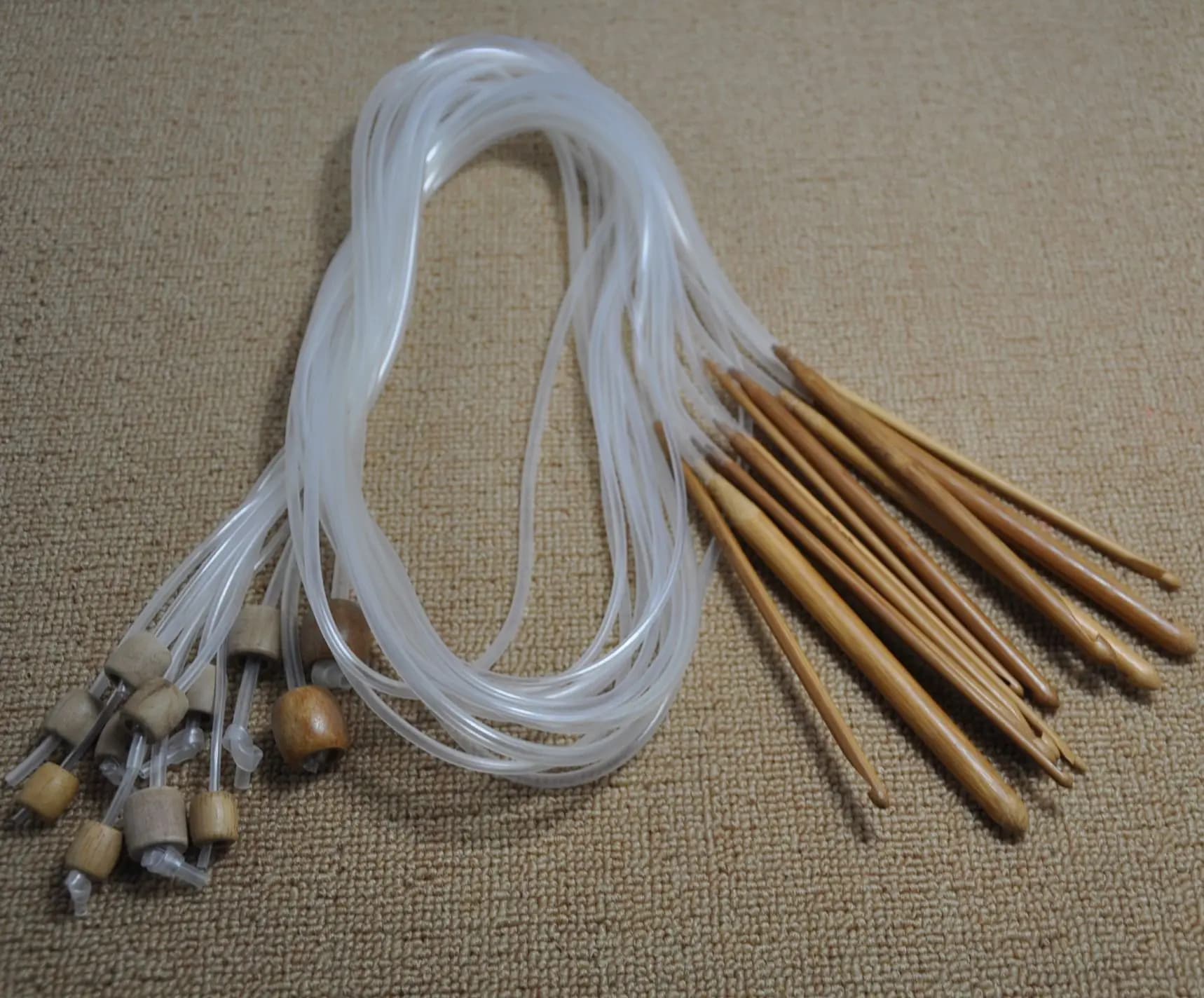 DIY Smooth Natural Bamboo Tunisian Crochet Needle Long Afghan Hook Kit Knitting Tool for Large Carpet Rug Sweater Blanket Craft