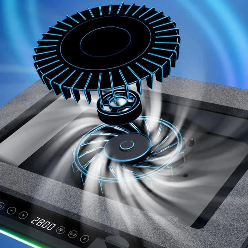 GT600 Pressurised Air Laptop Cooler: Air-cooled 14 cm fan, compatible with 18-inch dust-proof stand, 36 W power adaptor