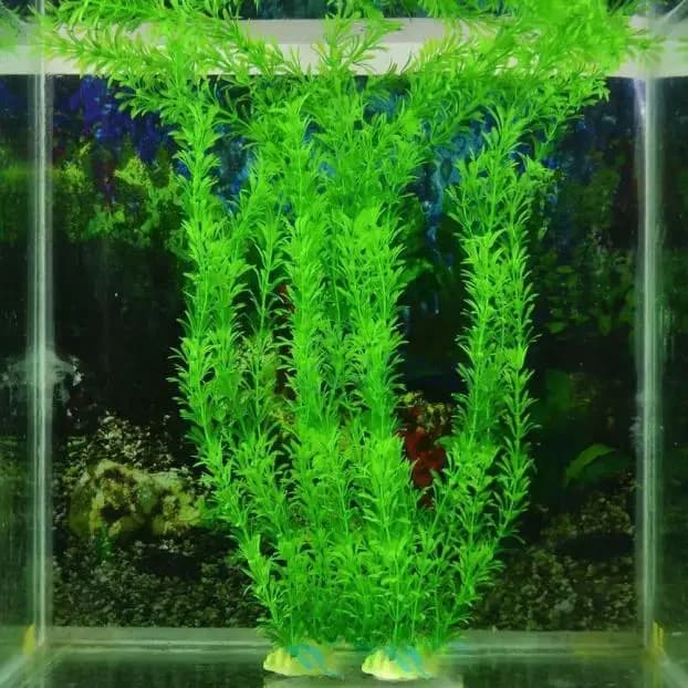 Artificial plants for aquariums - Artificial plastic grass for aquariums, decorative accessories - Green grass (approx. 32 cm)