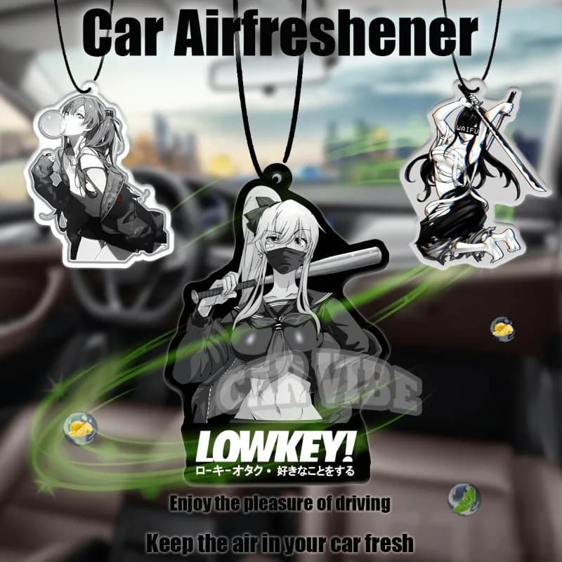 JDM-style cute anime girl "Waifu" car air freshener , rearview mirror hanging charm. Perfect for sprucing up your car interior