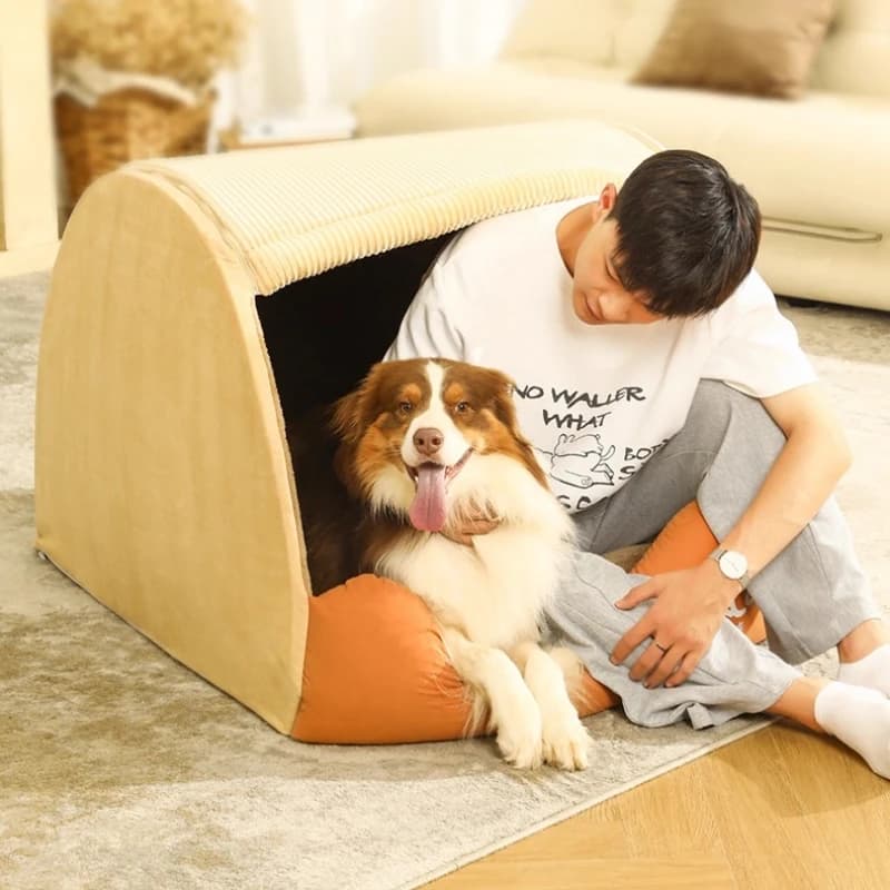 ‌ Letto per cani a prova di inverno, tenda per cuccia semichiusa, casetta per cani grande impermeabile, riparo per animali rimovibile e lavabile per razze extra-large