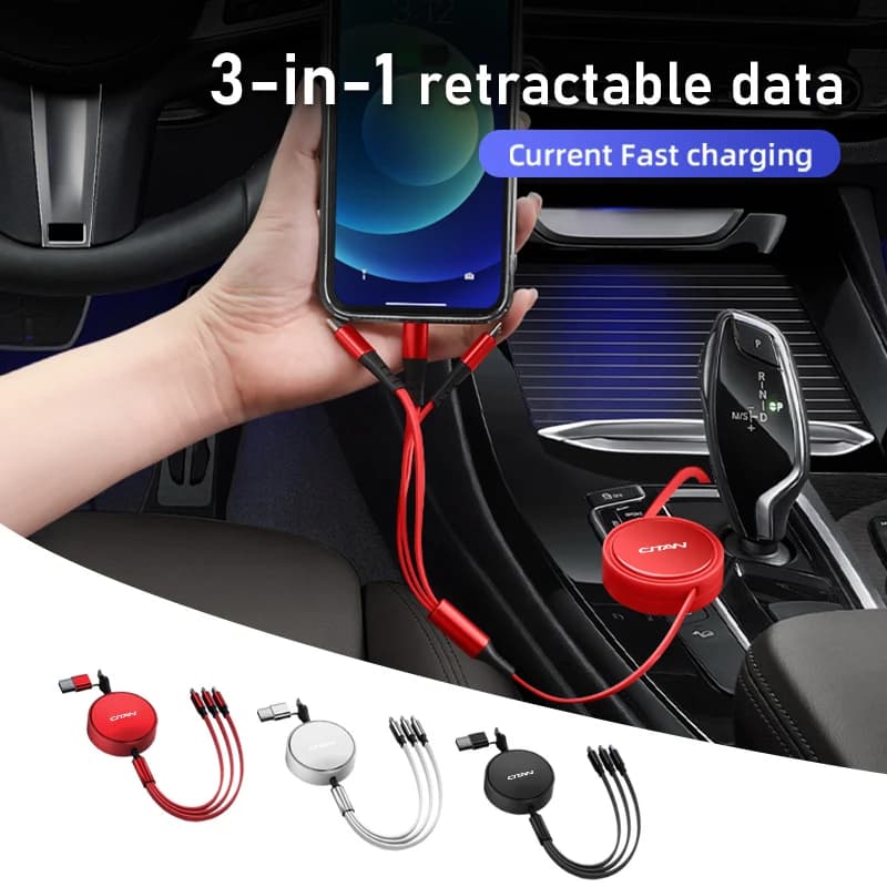 For Mercedes Benz Car Logo 3-in-1 Fast Charger Laser Engraving Emblem Data Wire W124 W204 VITO Sprinter Viano V-Class R-Class