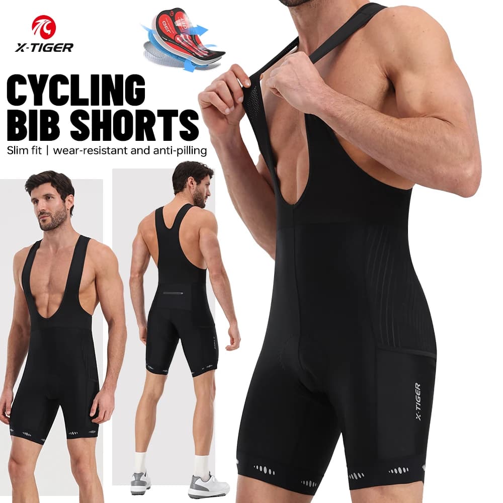X-TIGER Shorts with cycling straps with men's back pocket Outdoor 5D Padded gel with riding straps Men's cycling shoe Mtb Short cycling clothing