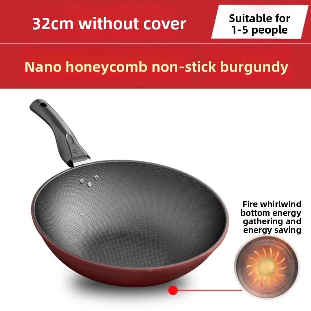 Wok Plate in Ghisa 30/32/34cm, Multifunctional in Nido d'Ape, Easy to Clean, Non-stick, for All Types of Stoves