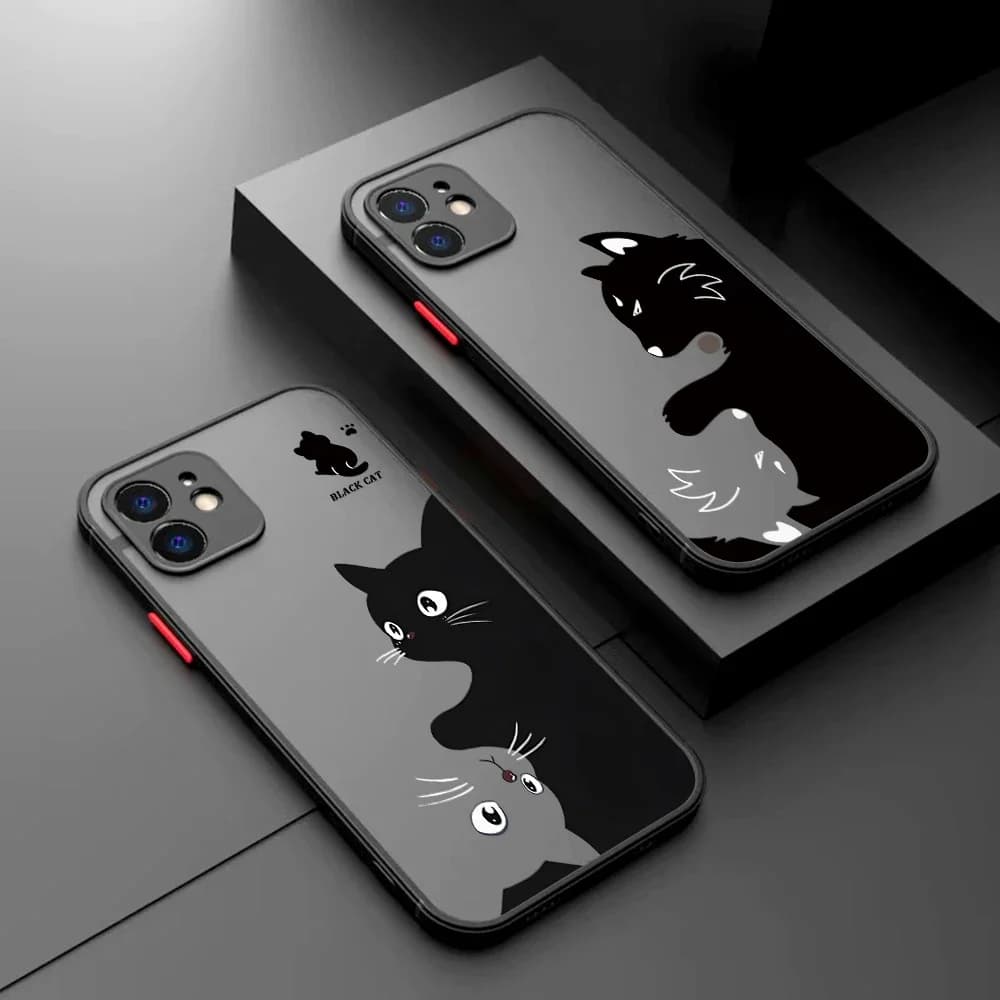 Fuuny Animal Cat Rabbit Phone Case For iPhone 17 16 15 11 12 14 13 Pro Max Mini X XS XR 7 Plus 16E Air Shockproof Matte Cover