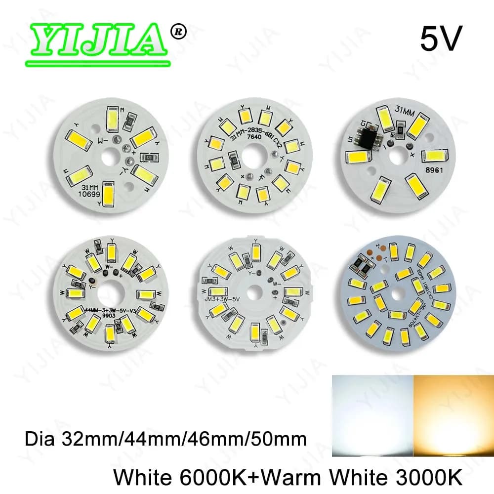 Scheda luminosa a LED DC5V ad alta luminosità 3-10W bianco caldo due colori senza driver scheda sorgente luminosa con chip USB SMD 2835 5730