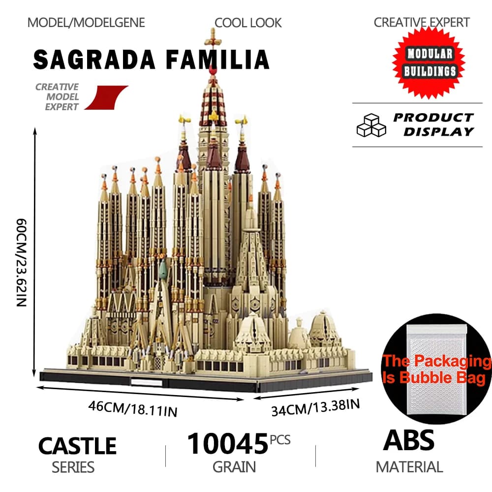 Modello in Mattoncini della Sagrada Familia di Barcellona, Set di Costruzioni Architettoniche Difficili, 10045 Pezzi, Regalo per Adulti
