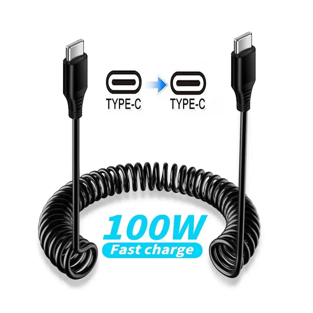 Cavo dati a molla da tipo C a USB C per iPhone 16 15 per Samsung Android allungabile per MacBook Switch Cavo di ricarica rapida USB C PD