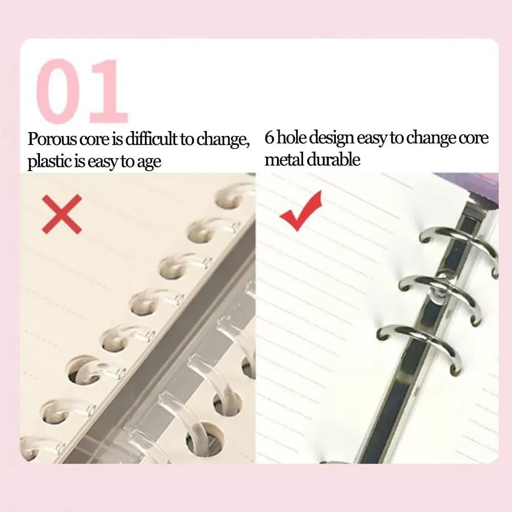 Copertina Creativa Colorata per Quaderno, Trasparente e Impermeabile, con Paillettes Glitterate, Formato A5/A6, Protezione per Agenda