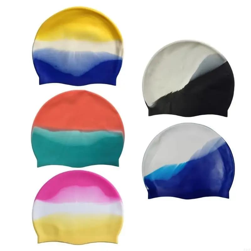 340F Silicone Swim Hat for Women Man, Waterproof Soft Bathing Hat Swimming Hair Hat