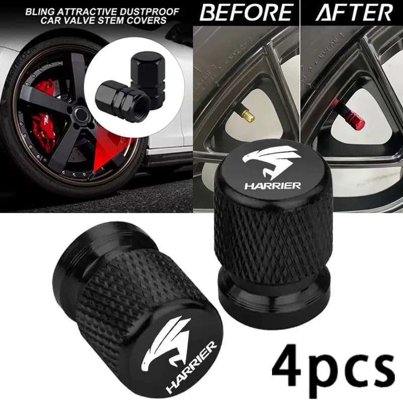 Car Wheel Tire Valve Caps Tyre Stem Covers Airdust Waterproof For Toyota Harrier Accessories