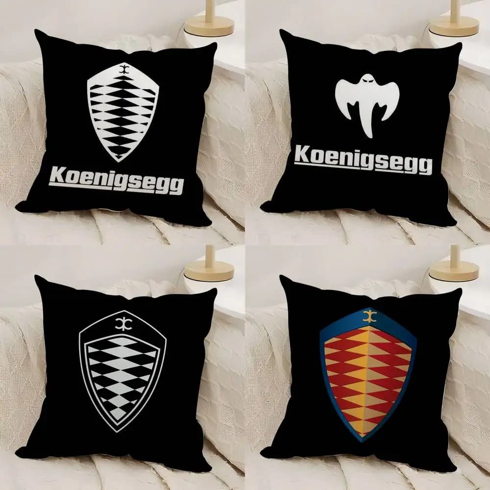 Auto di lusso K-koenigsegg Logo Federa per ufficio Divano Dormitorio Sedia Schienale Breve peluche Stampa fronte-retro Fodera per cuscino per la casa