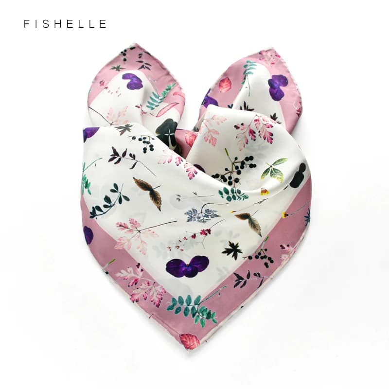 Rosa rurale piccolo fiore spezzato 100% seta piccola sciarpa quadrata twill donna seta naturale 50x50 scialle hijab quadrato regali da donna