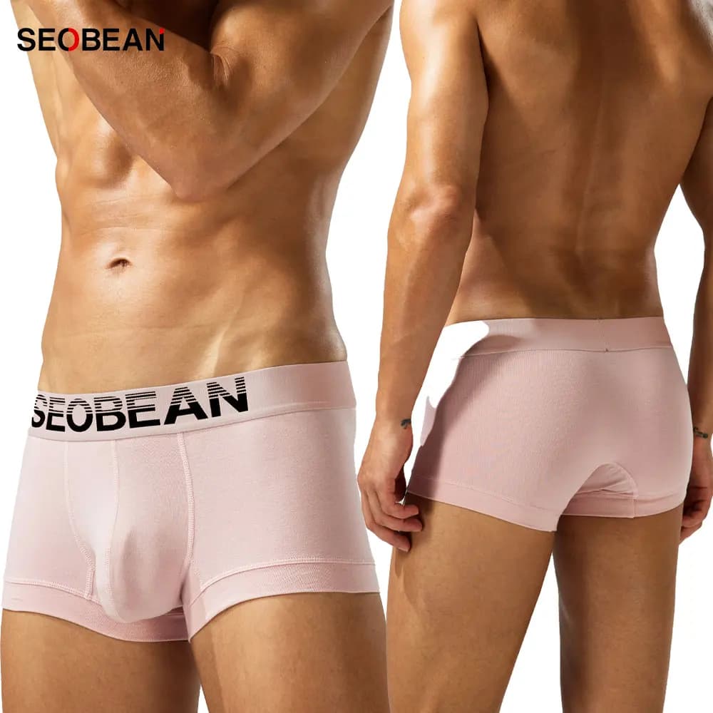 SEOBEAN Men's U-Shaped Convex Tight Underwear Multi-Color Flat Leg Pants Tight Fitting Comfortable Shorts