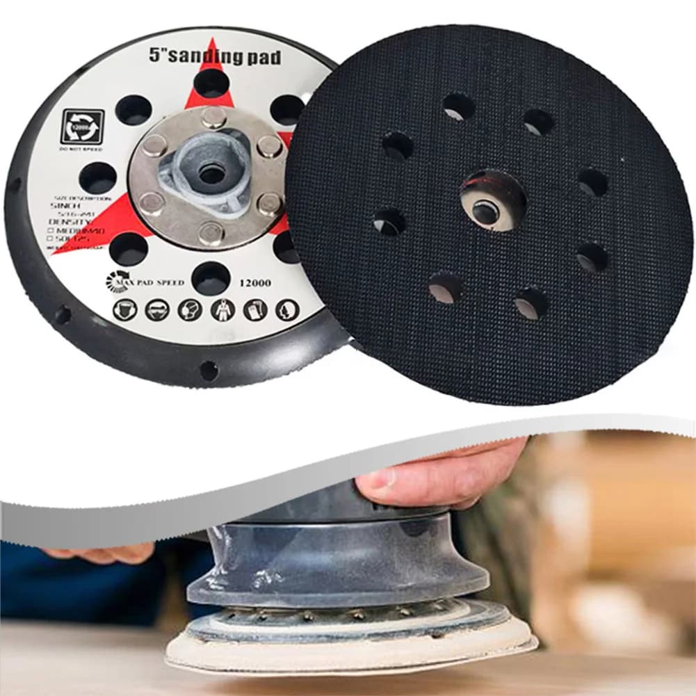 5 Inch M8 Thread Backing Pad For DA Polisher Machines, Reusable Flexible PU Foam Disc For Wood Sanding And Polishing, 125 Mm