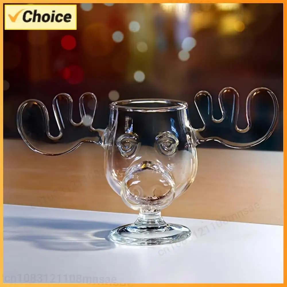 240ml 8 Oz Alce Di Natale Tazza di Vetro Succo di Latte Alce Tazza Di Natale Renna Testa di Birra Birra Tazza di Acqua di Natale Festa di Natale Bicchieri Regali