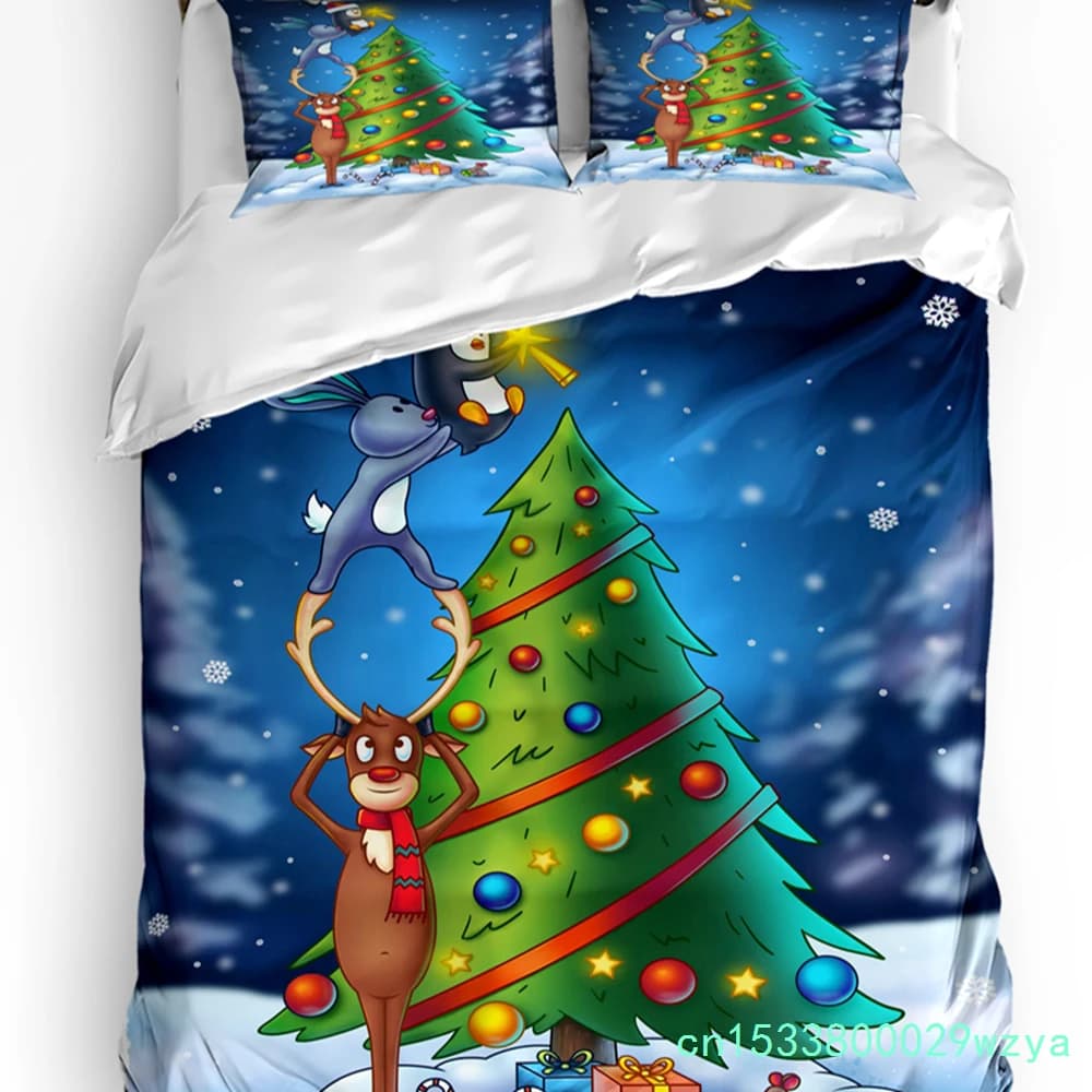 3pcs Bedding Set Christmas Tree Decorations Home Textile Duvet Cover Pillow Case Boy Kid Teen Girl Bedding Covers Set