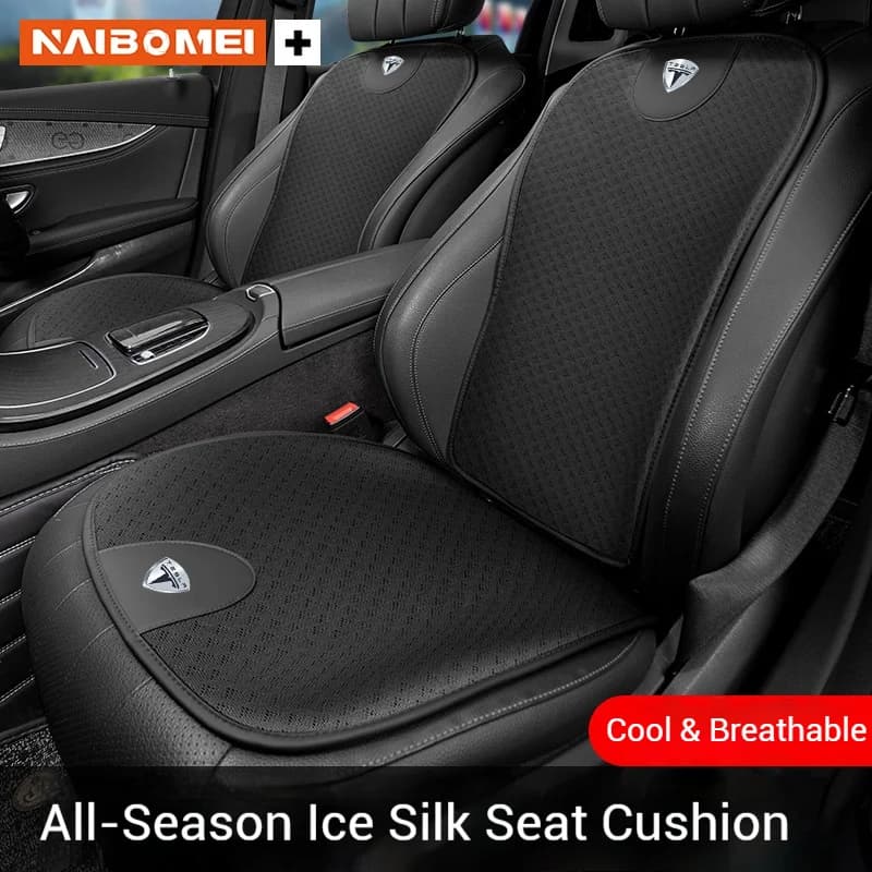 Per Tesla Model S Model Y Model 3 Model X Cybertruck Cuscino per seggiolino auto Coprisedile per auto traspirante in seta di ghiaccio Accessori auto