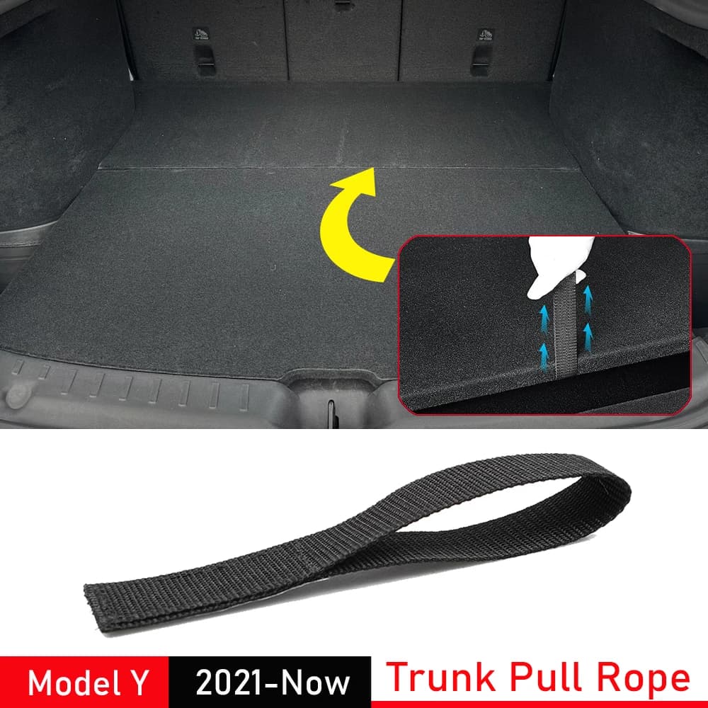 Waist Cover with Traction Belt for Tesla Model Y, Rear Cover Traction Cord, Carpet Interior Accessories
