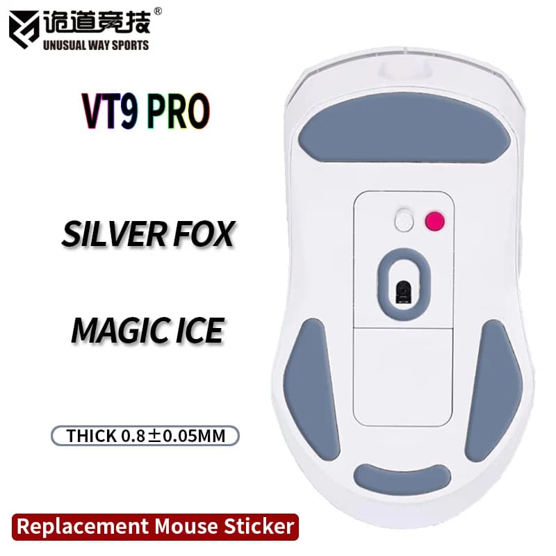 Un modo insolito Sport Mouse Pattini Piedi Rapoo VT9 Pro Superficie ribaltabile PTFE Anti collasso Magic Ice Silver Fox