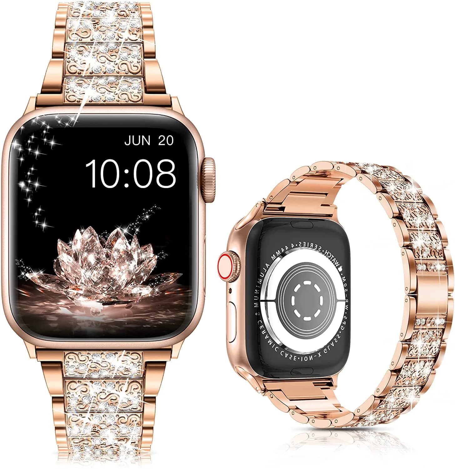 Women's Bracelet with Diamonds Metal Strap Bracelet for Apple Watch 38/40/41/42/44/45/49mm Stainless Steel Strap for iWatch Series Ultra 1-9