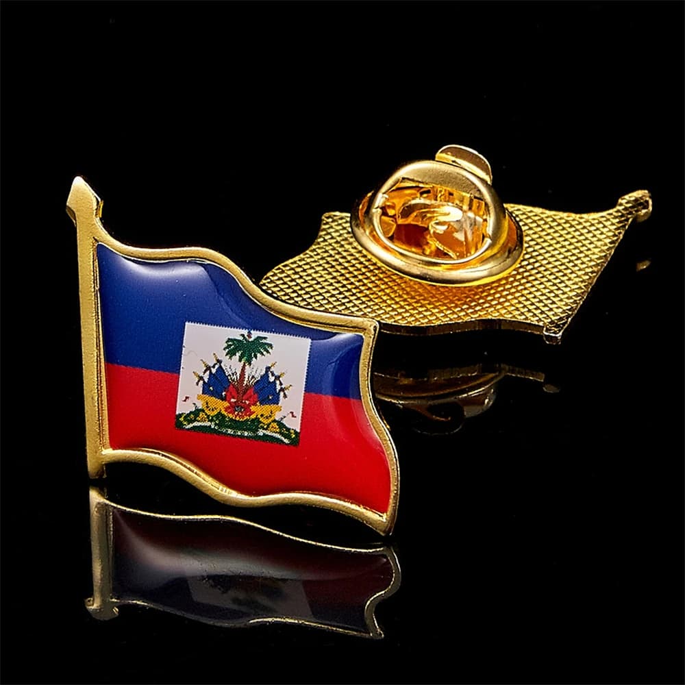 Spilla da bavero con bandiera dell'America del Nord Haiti, spille e spille in metallo smaltato, gioielli per collare con distintivo per zaino