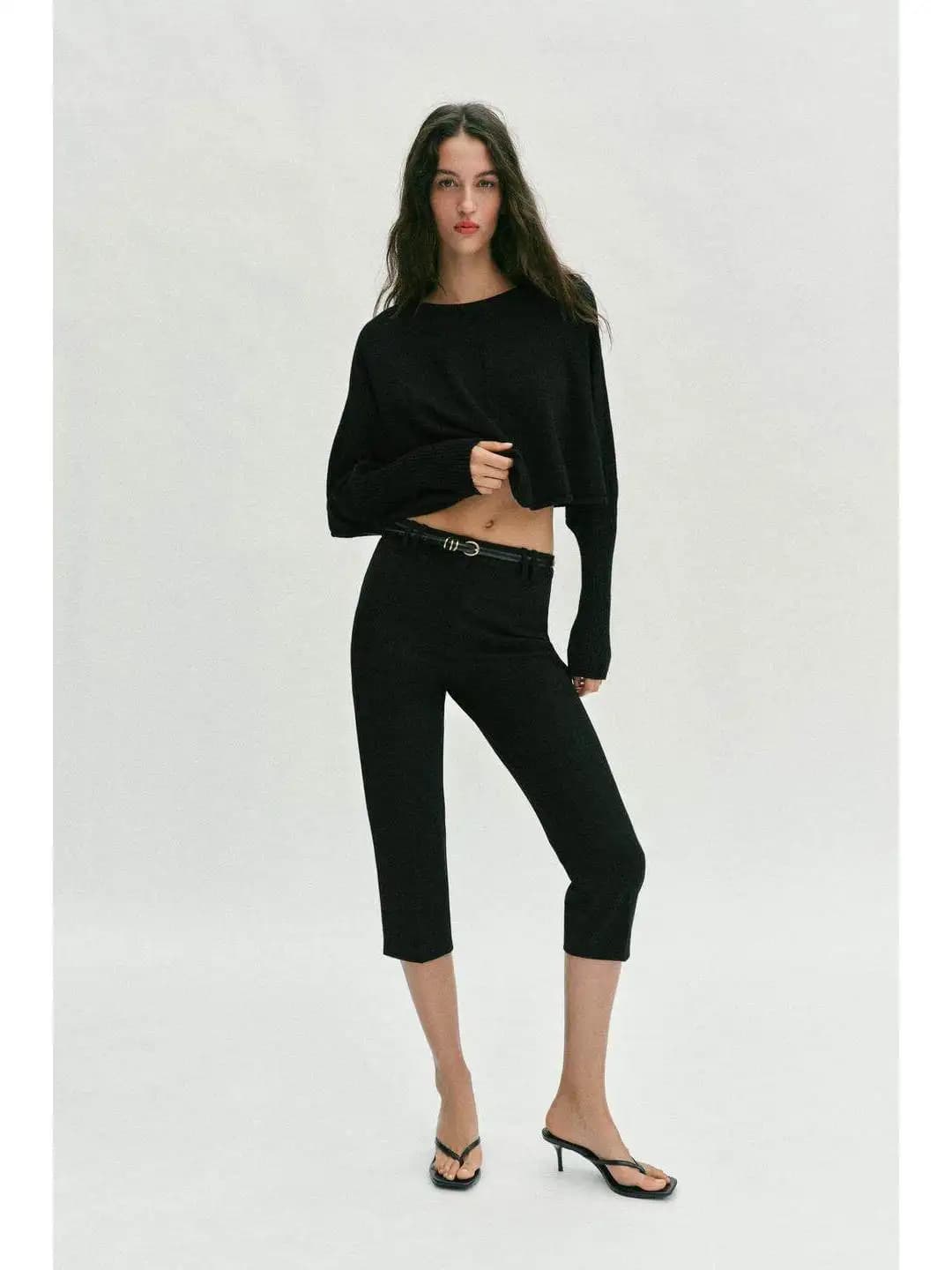 High Waist Casual Slim Fit Decorative Single Pocket Belted High Waist Pants Straight Leg Pants Comfortable Stretchy Ladies Tr...