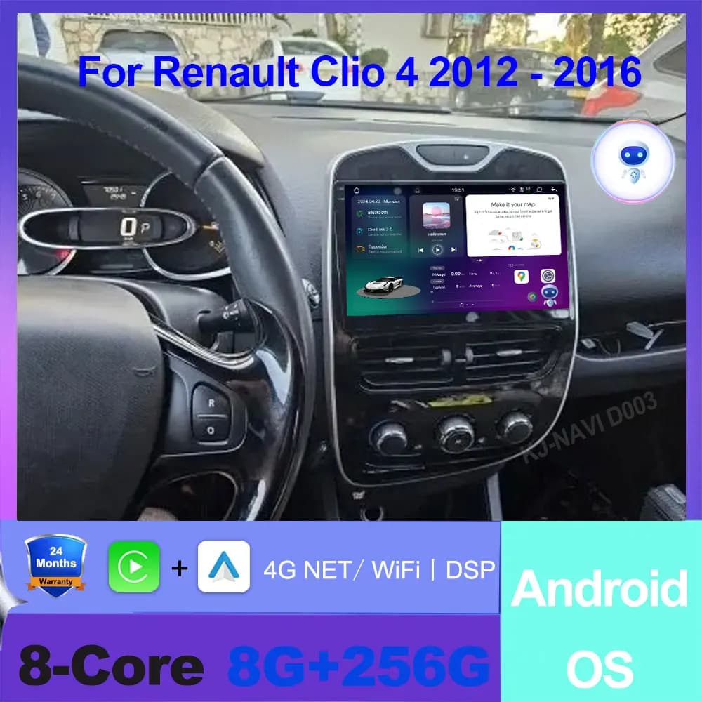 Per Renault Clio 4 ZOE 2012 - 2015 Android 16 Auto Apple Wireless CarPlay Radio Lettore multimediale per auto Navigazione GPS Strumenti DSP