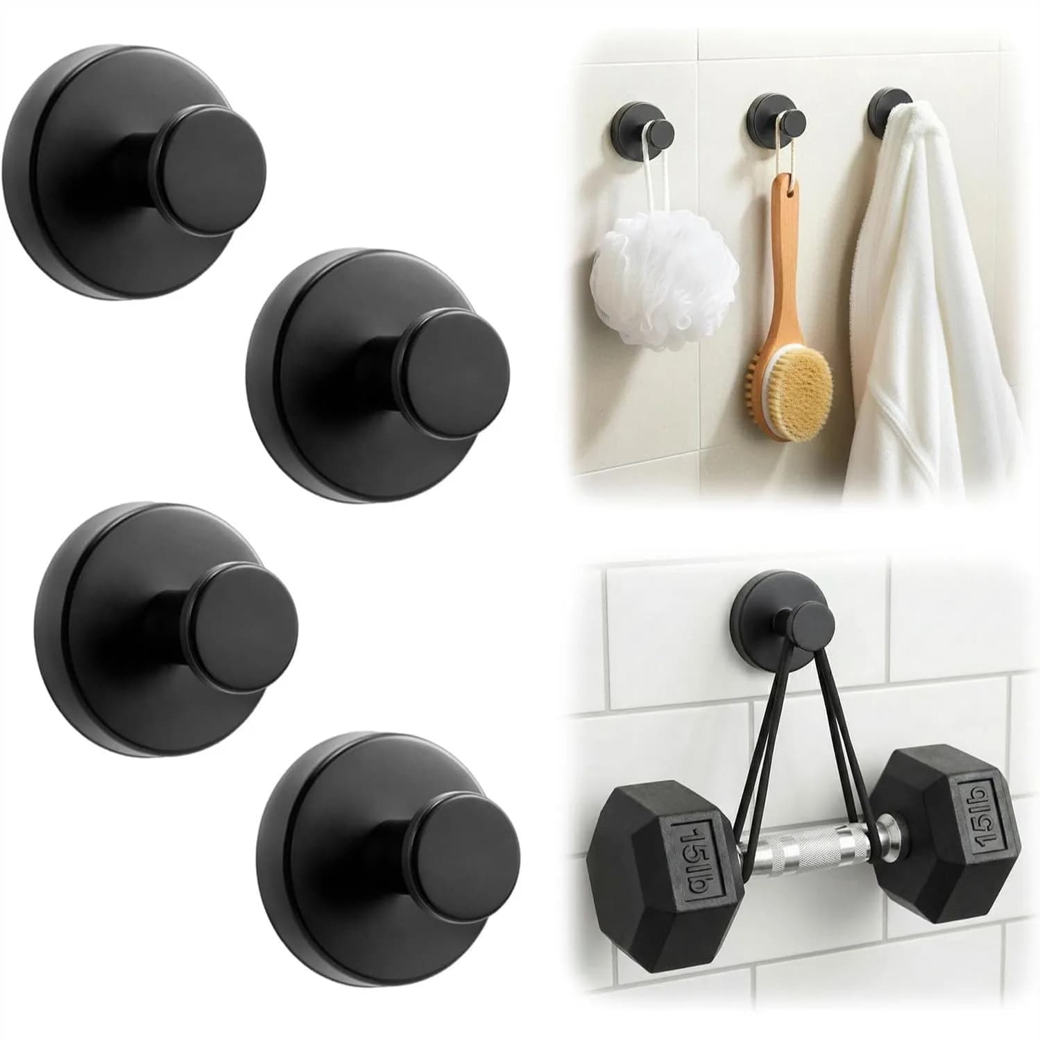 Ganci a ventosa per doccia, ganci portasciugamani rimovibili resistenti per porta in vetro del bagno, ganci in acciaio inossidabile per asciugamani