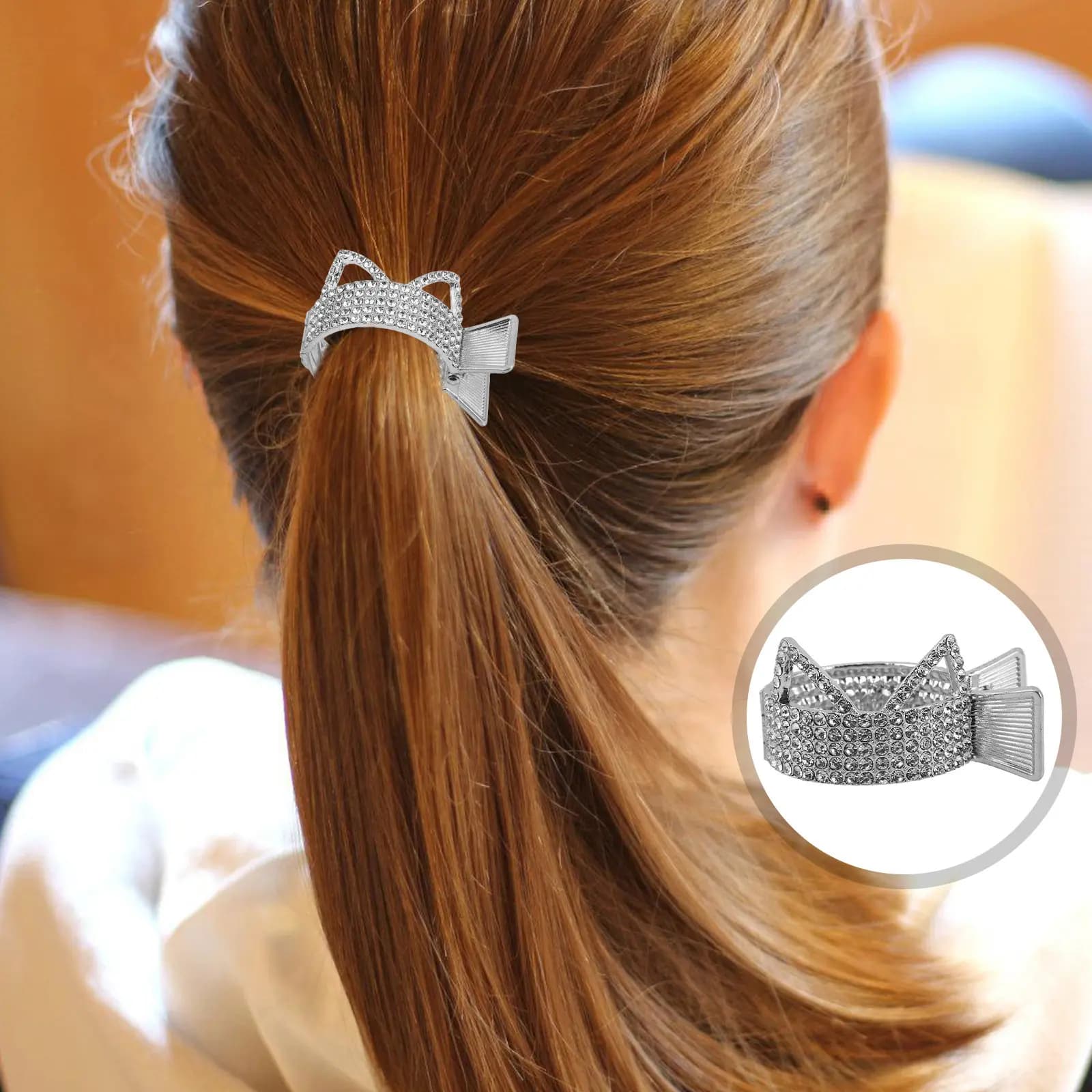 High Ponytail Claw Clip Cute Cat Ear Pearl Bridal Hair Buckle Styling Accessories for Women Long Hair
