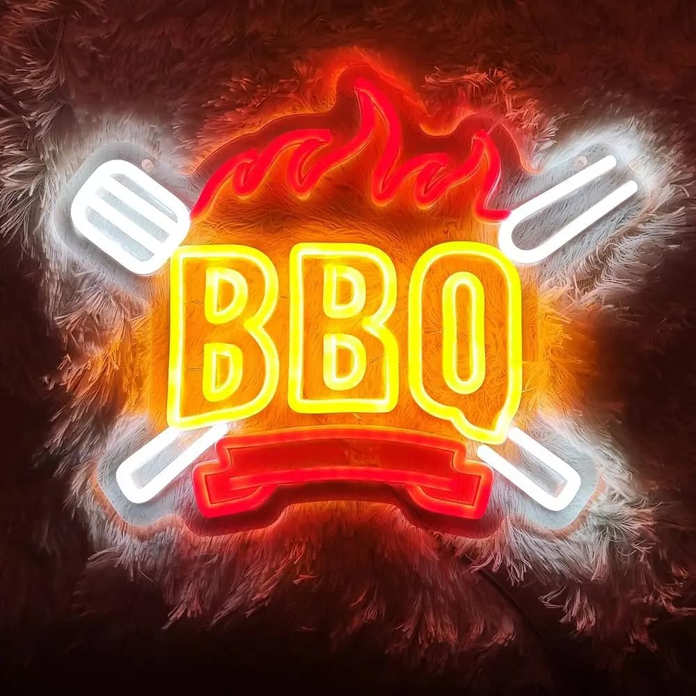 Insegna al neon per barbecue estivo – Decorazione da parete alimentata tramite USB per feste, ristoranti, baby shower e vacanze – Divertente regalo luminoso a tema barbecue
