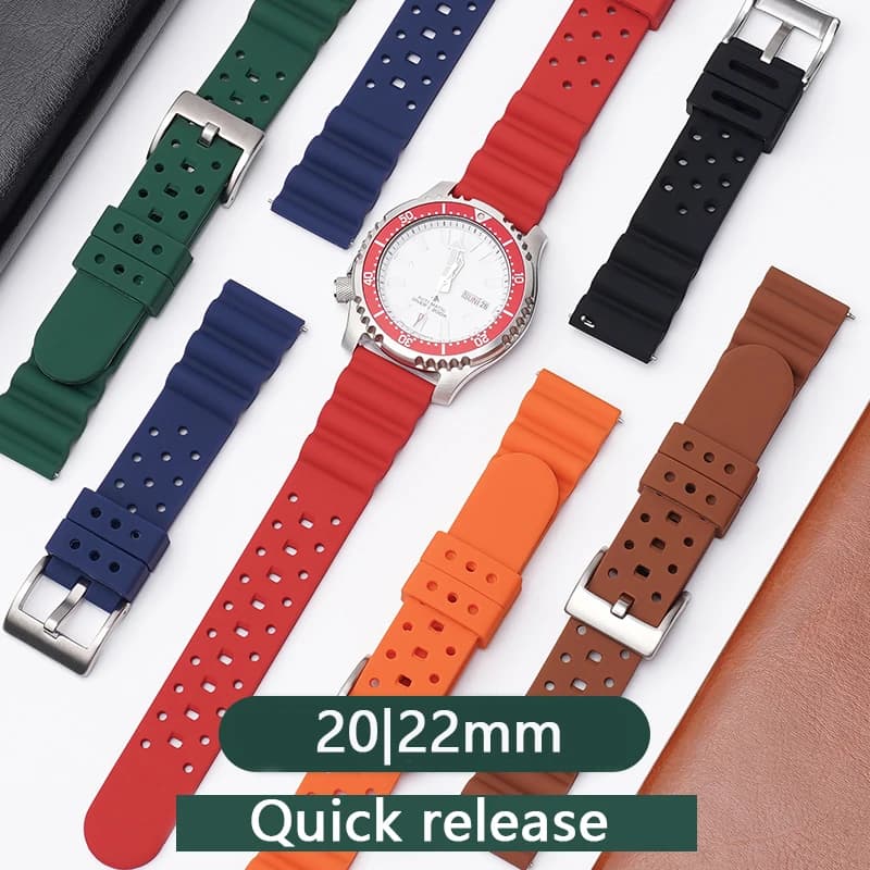 Silicone bracelet for Seiko No.5 quick release waterproof dive bracelet for Abalone water ghost strap 20mm 22mm
