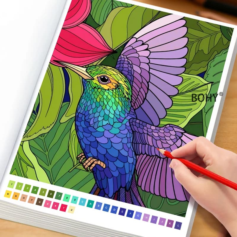 A Digital Coloring Drawing Book with 32 Page Line Drawing Patterns, Adult Decompression Pencil Coloring Brochure Hand Drawing