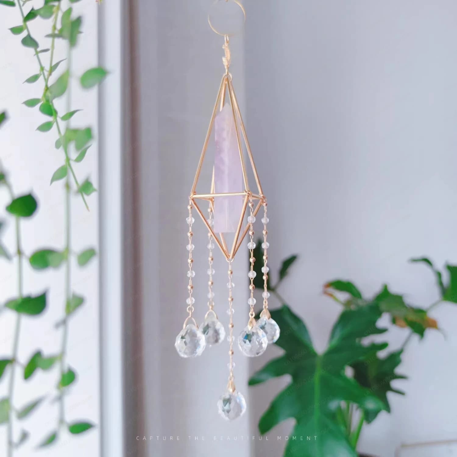Sun catcher crystal column pendant bedroom room wind chime pendant dream gift rainbow making machine