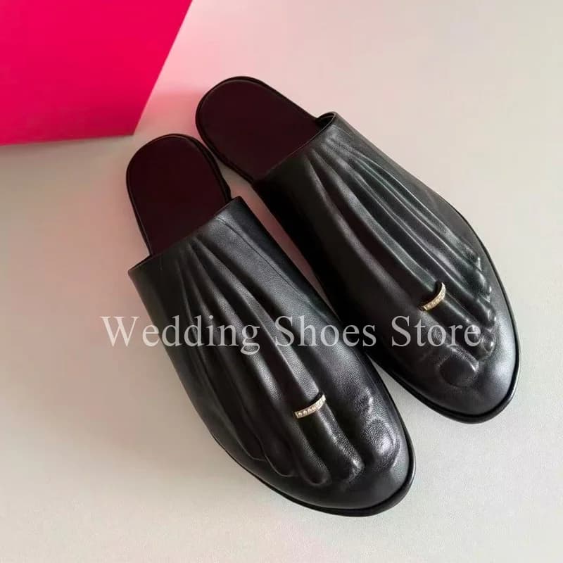 Designer Style Slippers New Fashion Ring Foot Point Slippers Handmade Slippers for Women Mouth Street Shoes with Low Heel