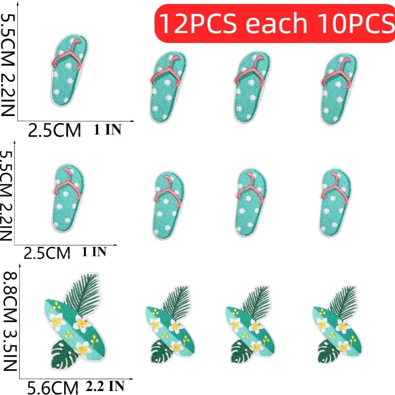 10/12PCS Wholesale Lots of Embroidery Iron on Patches Sea Travel Summer Beach Theme Appliques for DIY T-Shirt Jeans Backpack