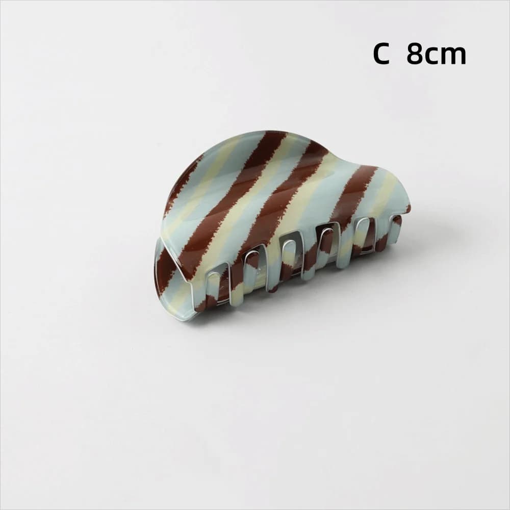 Glossy Acetate Hair Claw Clips Striped Sparkly Finish Shark Clips Casual Hairstyle Color-Blocked Jaw Clips For Women Girls