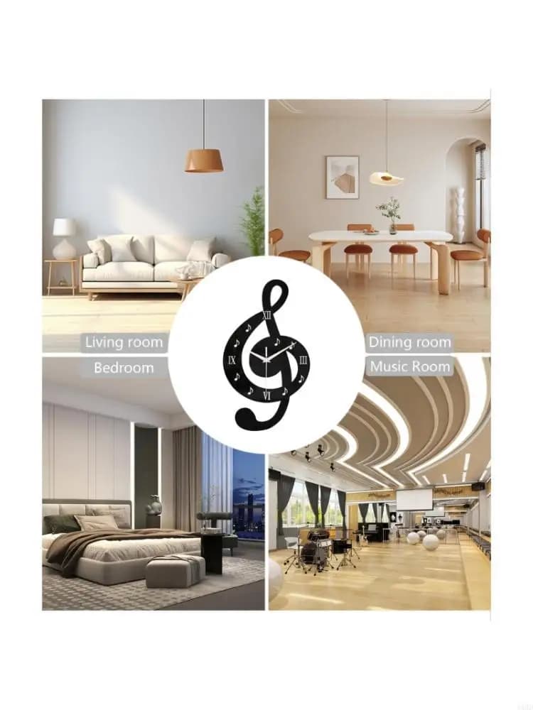 Acrylic Hanging Clock with Music Note Design Roman Numerals View quiet operations Watch from