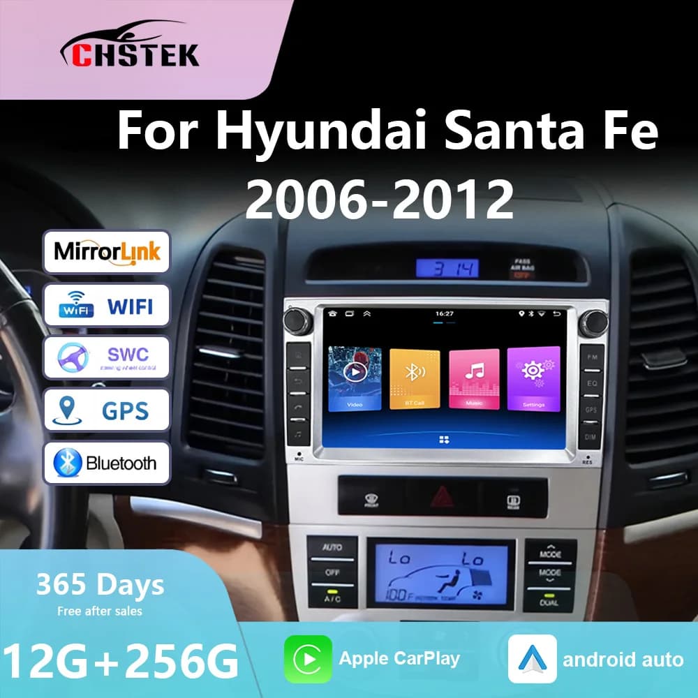 CHSTEK Bluetooth Navigation For Hyundai Santa Fe 2006 2007-2012 WIFI 4G Car Radio Android Auto Wireless Carplay GPS Multimedia