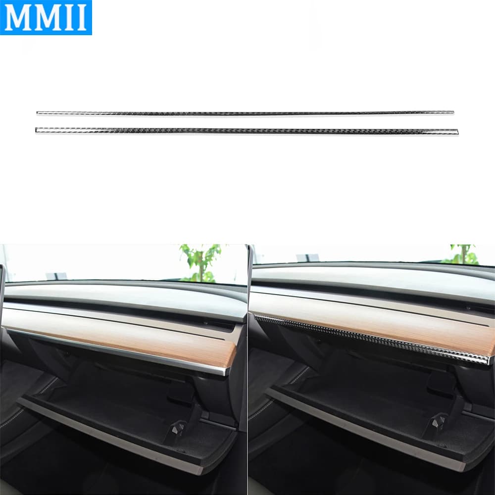 Per Tesla Model Y 2020 + modello 3 2017-22 pannello cruscotto Co-pilot in fibra di carbonio striscia decorativa accessori interni auto Sticker