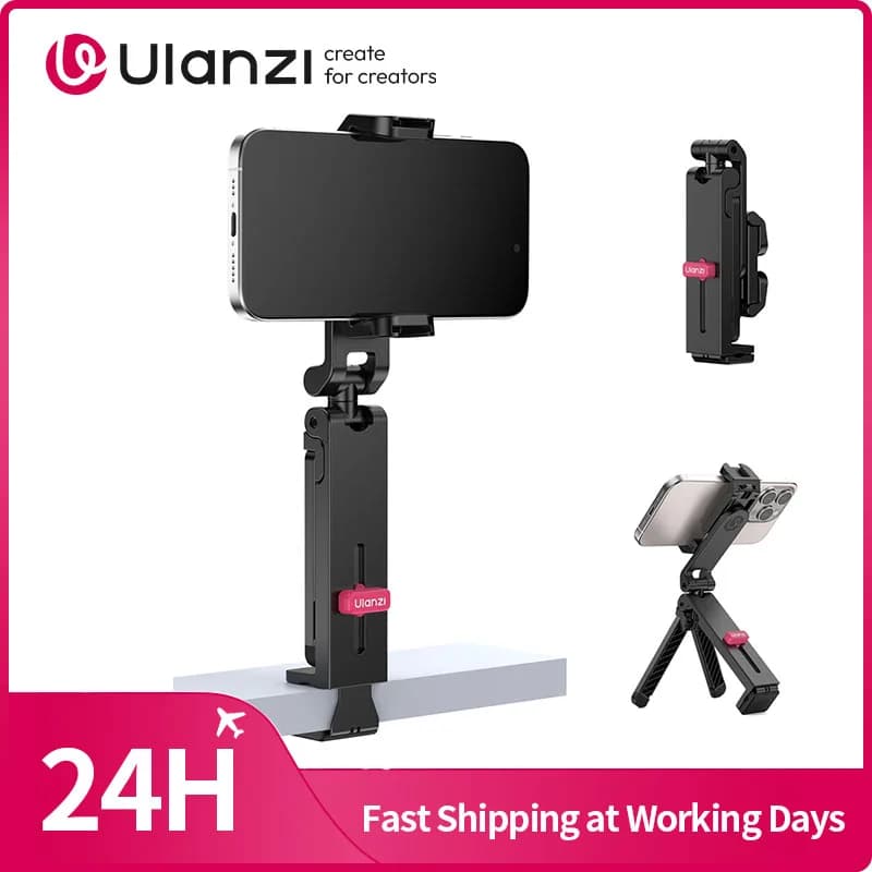 ​ Ulanzi MA89 Supporto per telefono per treppiede per smartphone Selfie Stick con morsetto inferiore da 30 mm per pendenza da parete da scrivania
