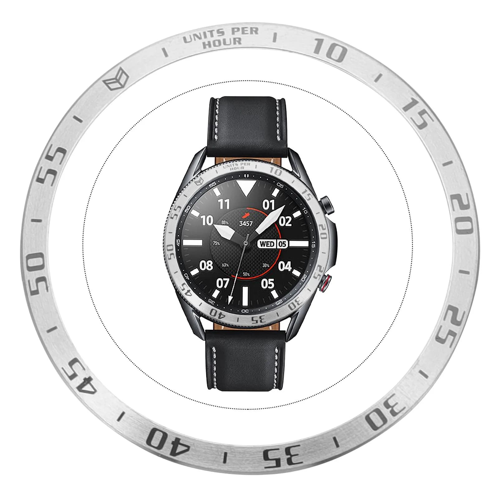 1 Pezzo Anello Protettivo in Metallo per Orologio, Anello di Protezione in Acciaio Inossidabile con Scala, Adesivo Antigraffio per Smartwatch Watch3