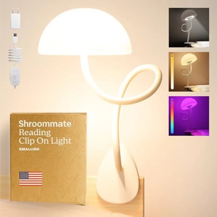 Lampada a Clip Shroommate e Lampada da Comodino per Dormitorio Universitario, Essenziale per la Stanza del Dormitorio, Luce Notturna per Infermieri