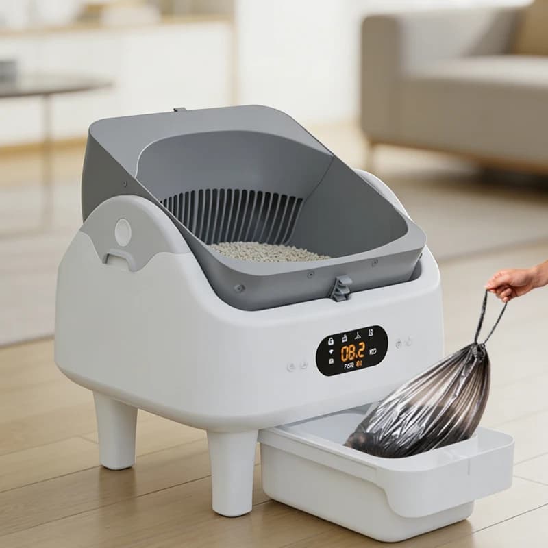 Furrivo Smart Self-Cleaning Easy Clean Cat Litter Box CQ101W APP Control Gravity Sensor Auto Scooping 9L Waste Drawer Open Top